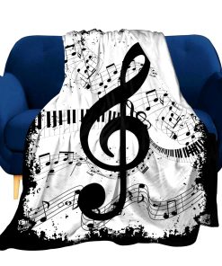 Manta de Franela con Nota Musical Abstracta con Piano para