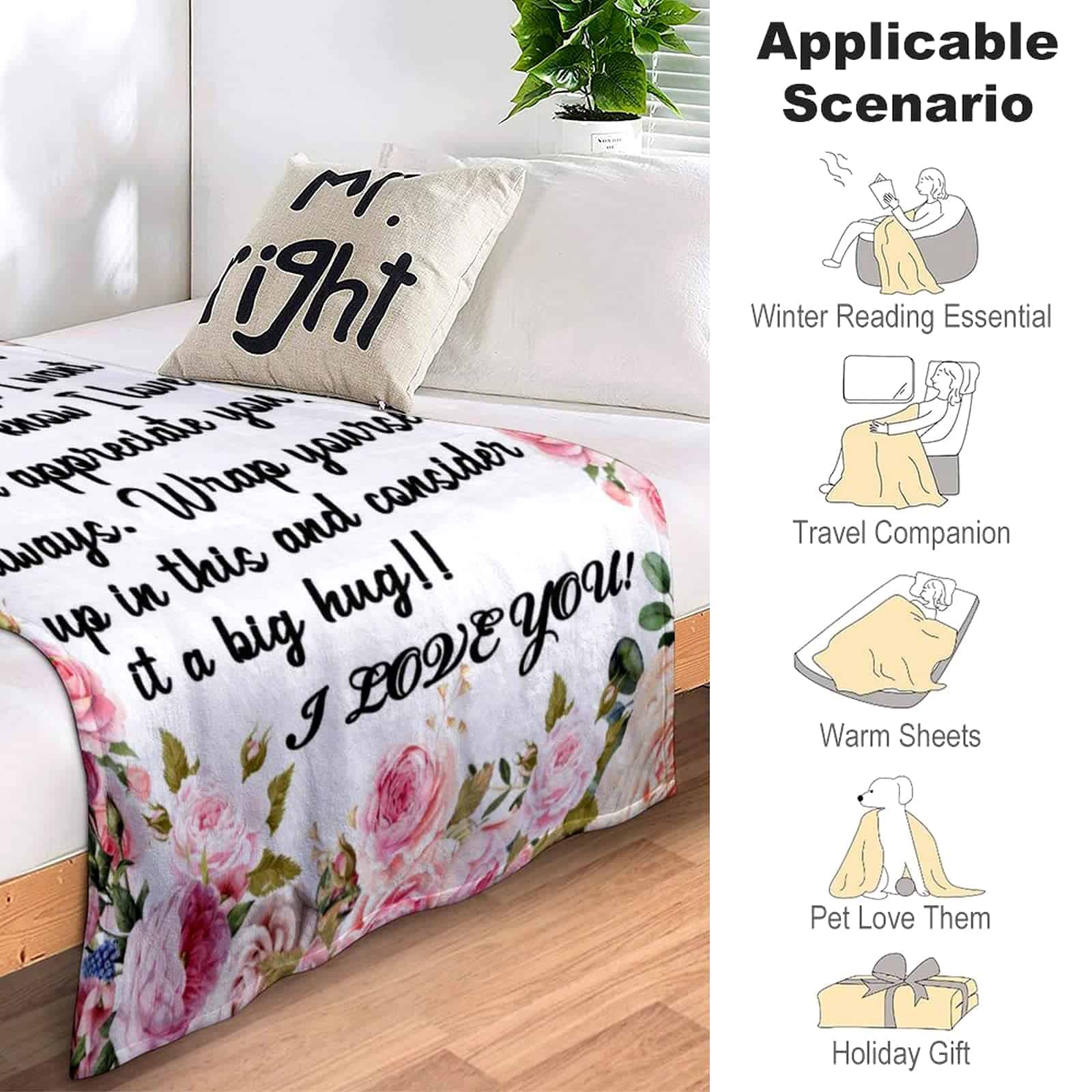 Manta para mamá de Hija Hijo, Franela Suave para Cama - Imagen 6