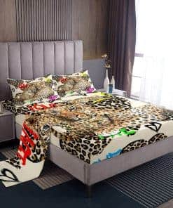 Juego de sábanas de leopardo tamaño queen, juego de ropa de
