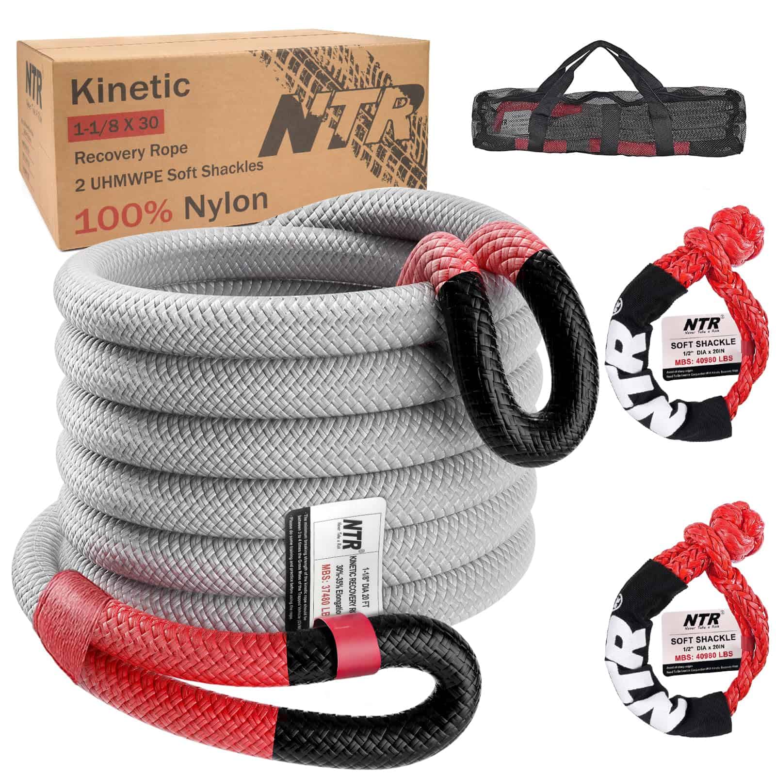 Cuerda de Recuperación Cinética NTR 1-1/8" x 30' -Gris con S