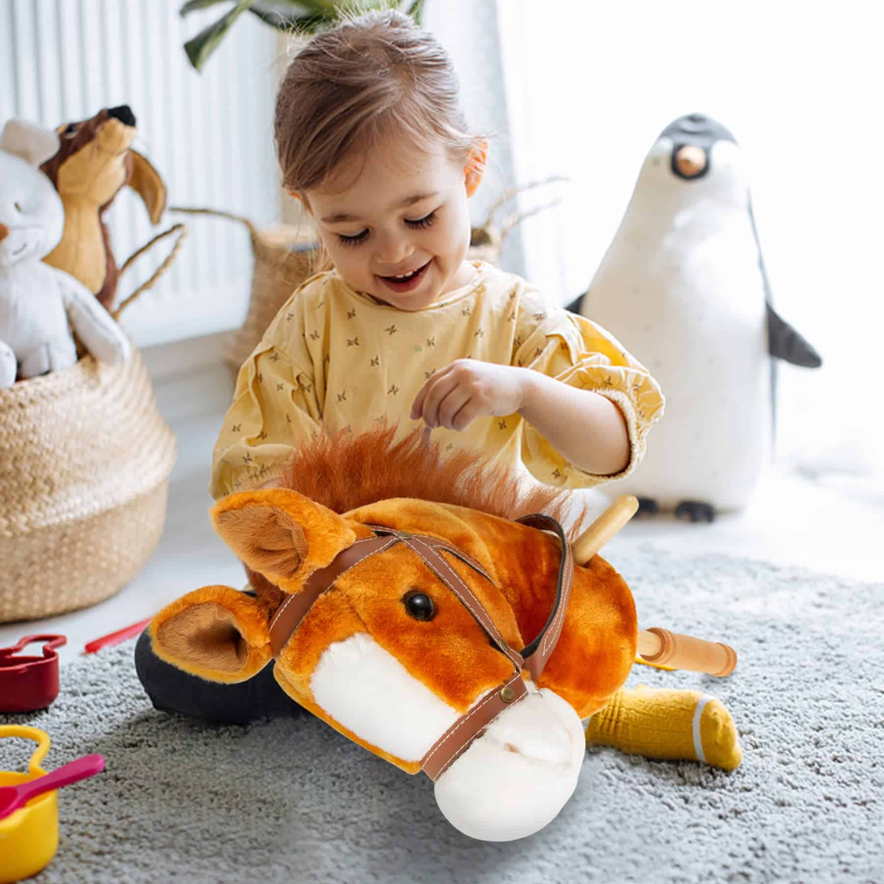 PUNP 36'' Palo de Montar Caballo de Peluche, Cabeza Cosida - Imagen 5