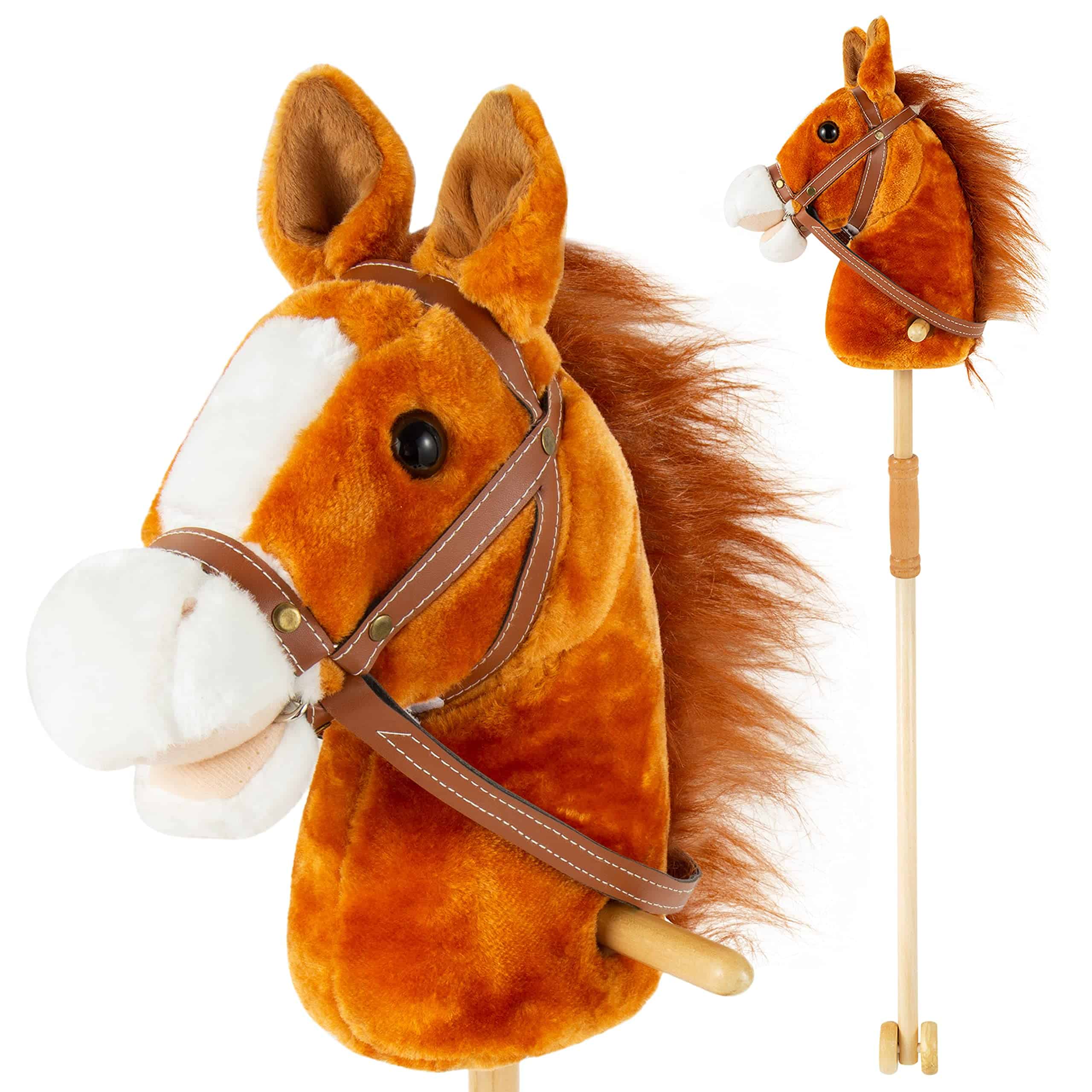 PUNP 36'' Palo de Montar Caballo de Peluche, Cabeza Cosida