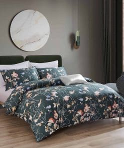 Juego de Funda Nórdica Estampada Vintage Retro Azul Verde