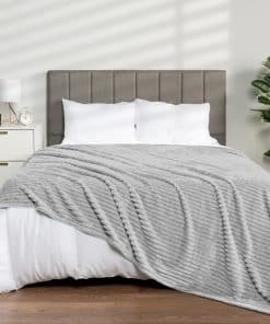 Manta de Cama King PAVILIA de Felpa Suave Gris Claro,