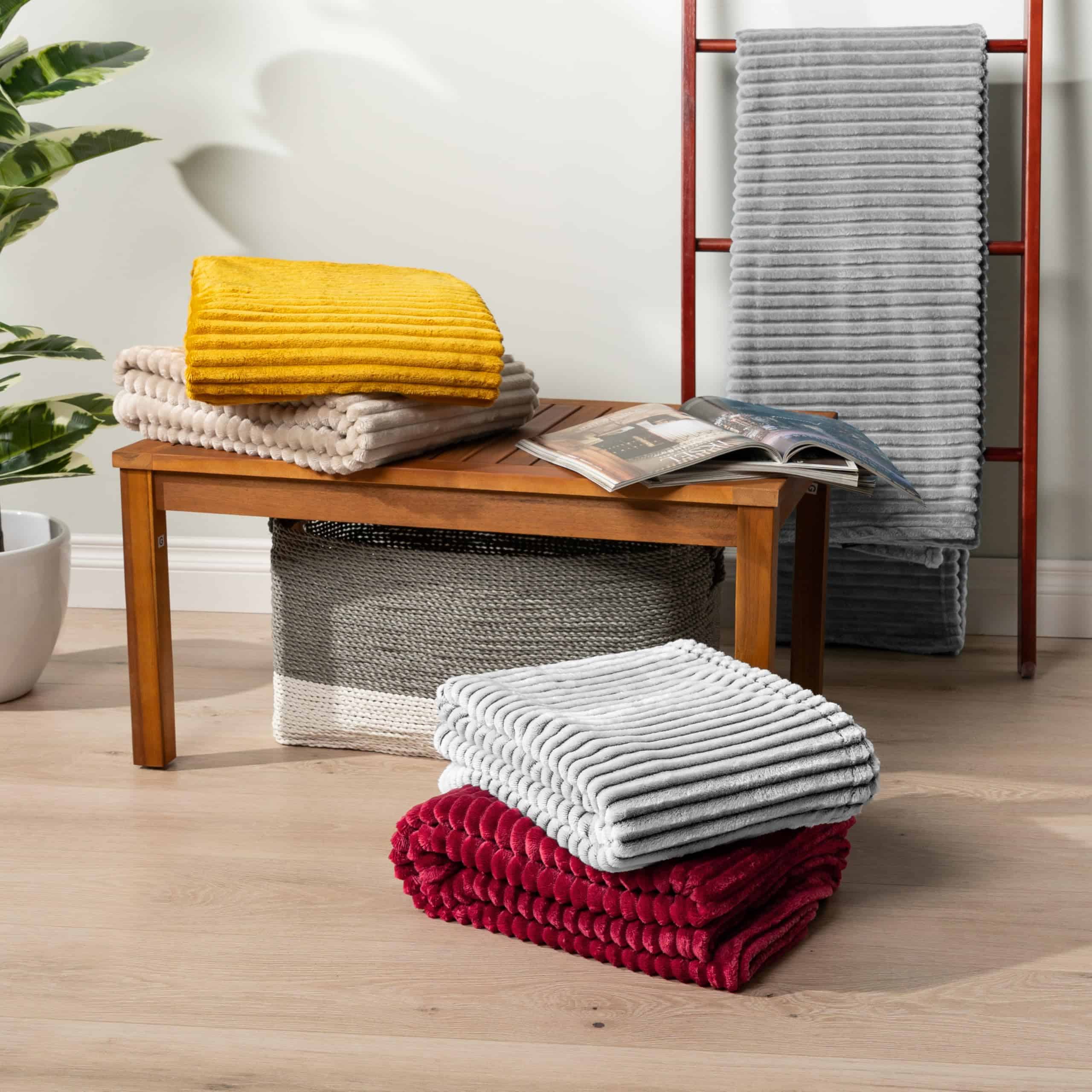 Manta de Cama King PAVILIA de Felpa Suave Gris Claro, - Imagen 8