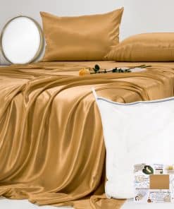 Juego de sábanas de seda 100% Promeed con 23 momme de seda