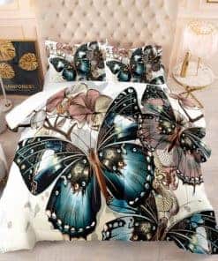 Juego de Edredón de Lujo 3D Estampado de Mariposas, Set de