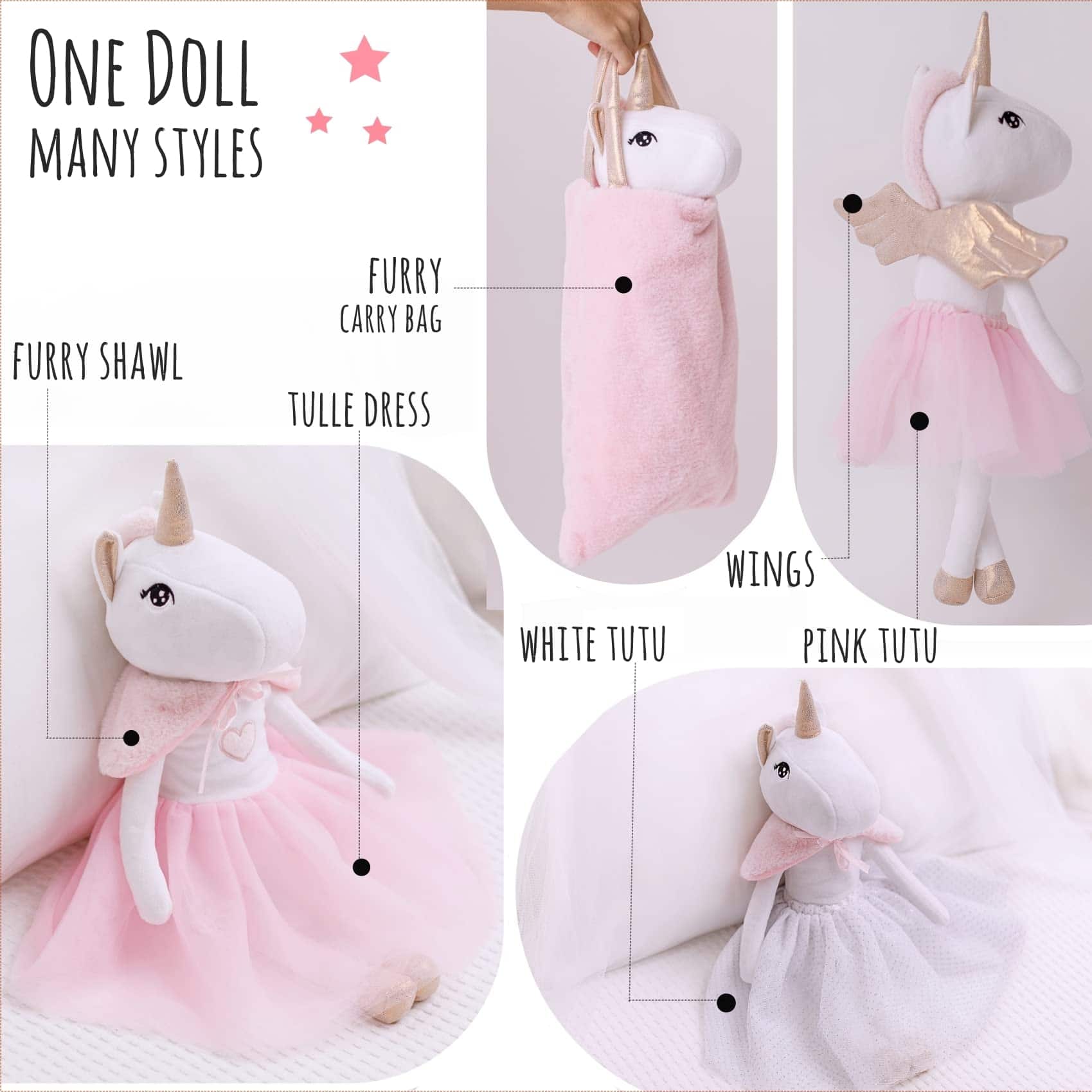 Muñeca Unicornio Bailarina Perfectto Design para Niñas - - Imagen 4