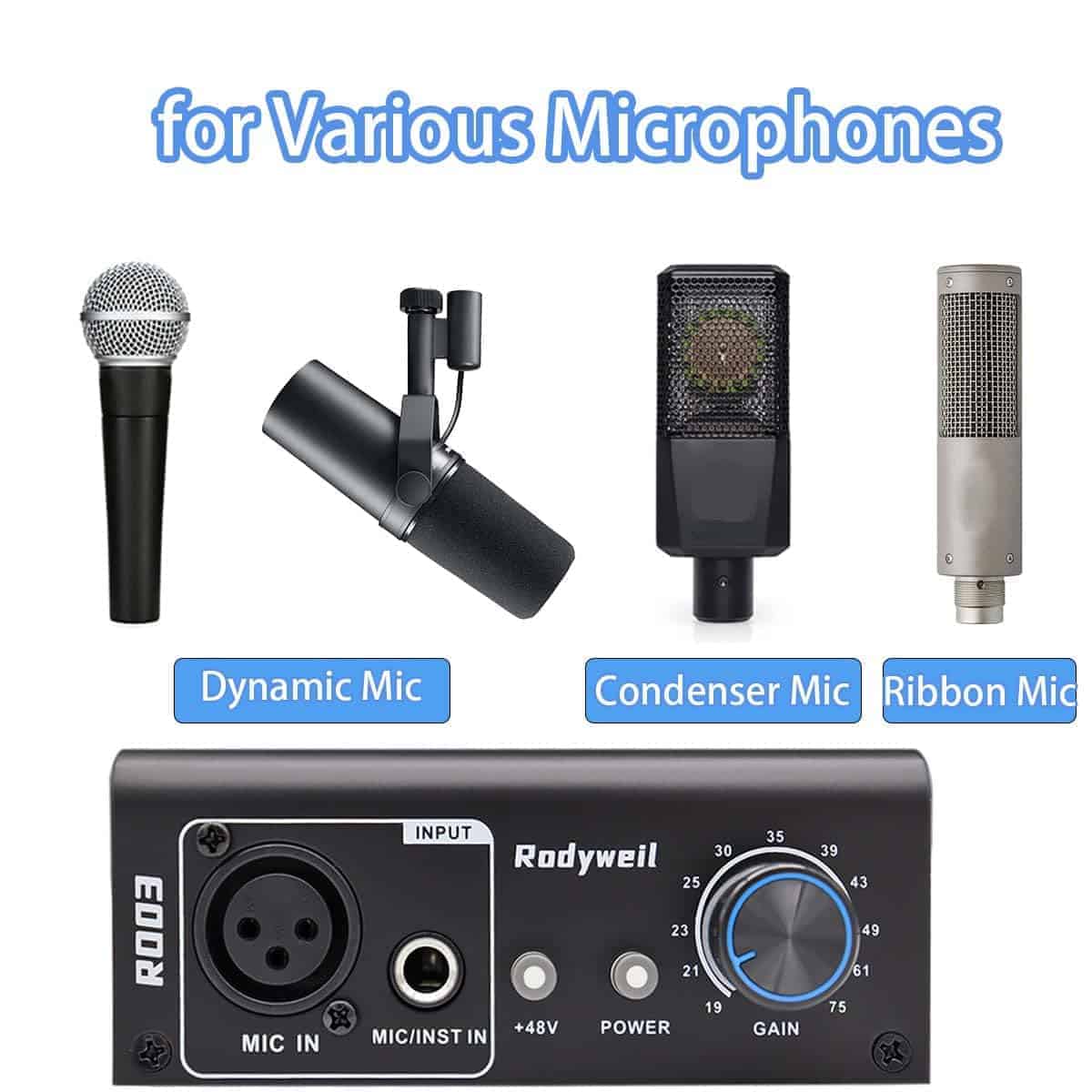 Preamp de Micrófono Rodyweil con Ganancia de Micrófono de - Imagen 5