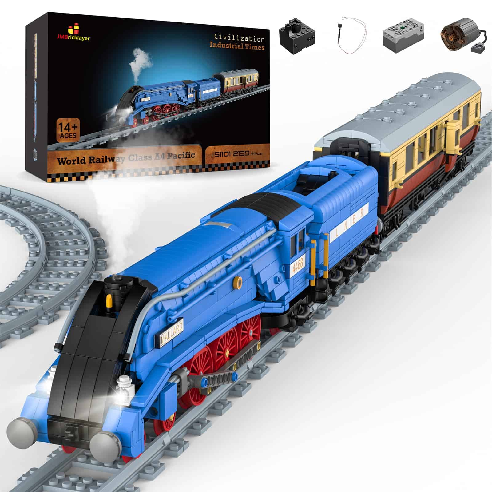 Set de tren de vapor JMBricklayer para adultos, modelo de