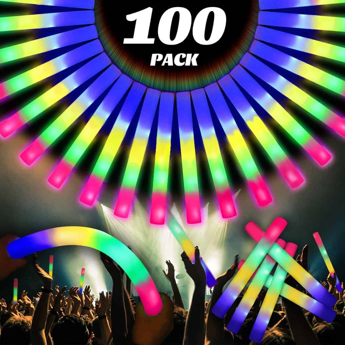 100 Pcs 18.5 pulgadas Foam Glow Sticks a granel, 4 Colores