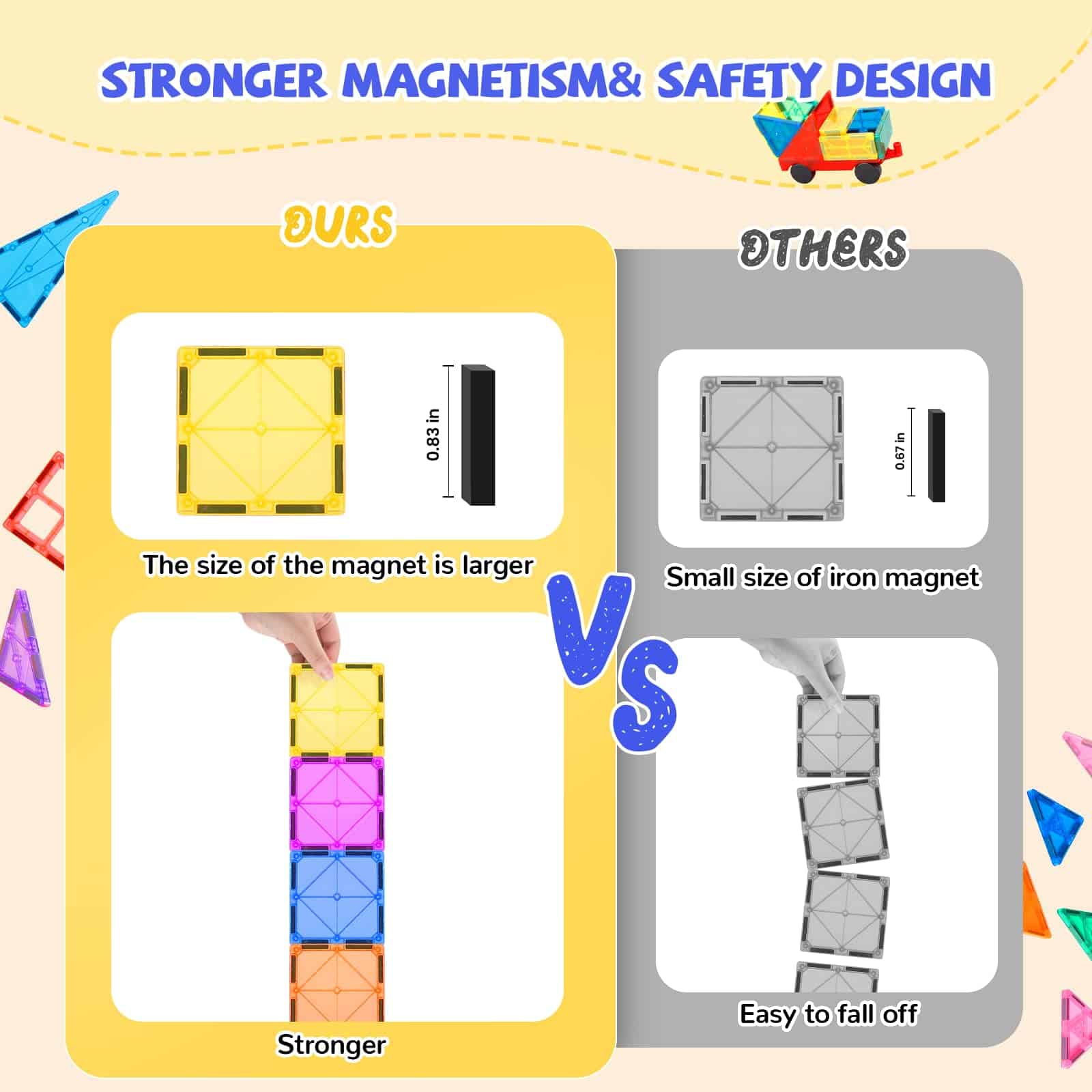 UREC Magnetic Tiles - 104 Piezas Bloques Magnéticos para - Imagen 4
