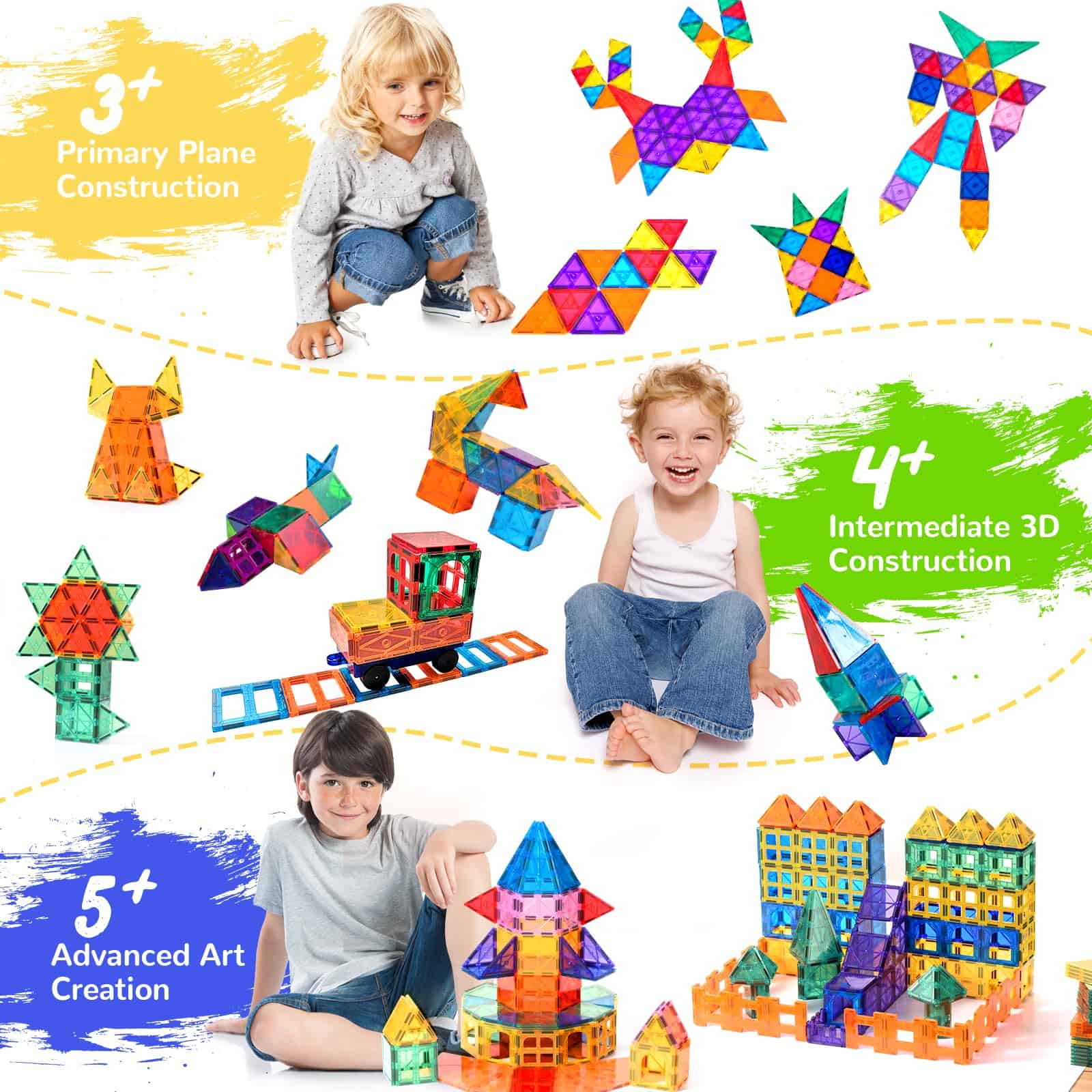 UREC Magnetic Tiles - 104 Piezas Bloques Magnéticos para - Imagen 6