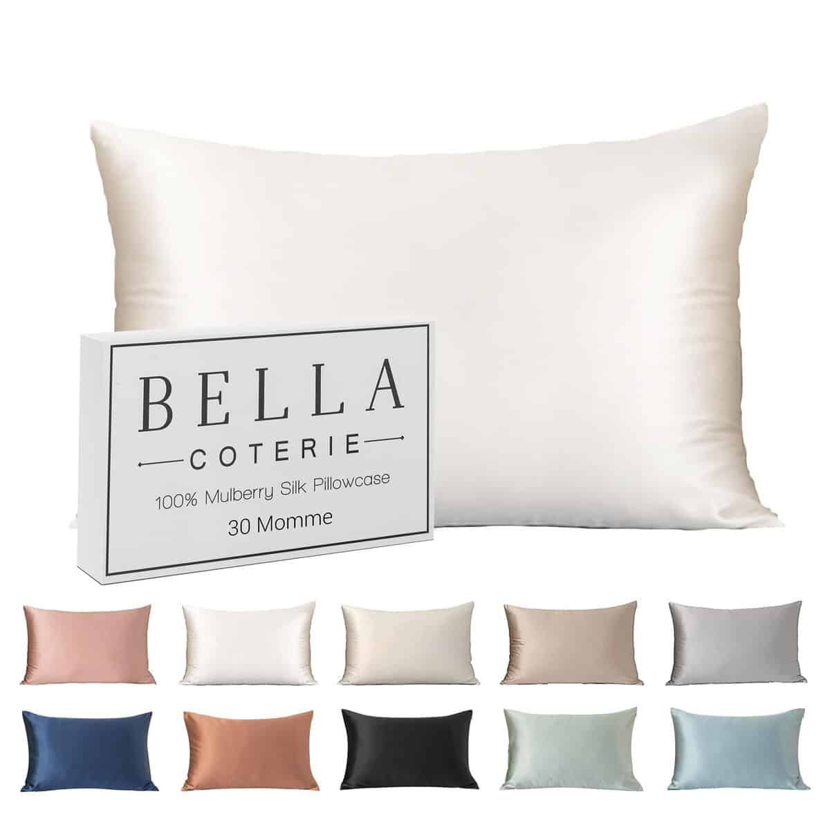 Funda de Almohada de Seda de Lujo Bella -Blanco