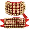Ghungroo Anklets Bell de Latón (5 Líneas Doble cordón Rojo,