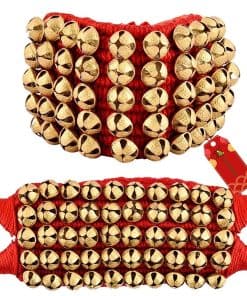 Ghungroo Anklets Bell de Latón (5 Líneas Doble cordón Rojo,