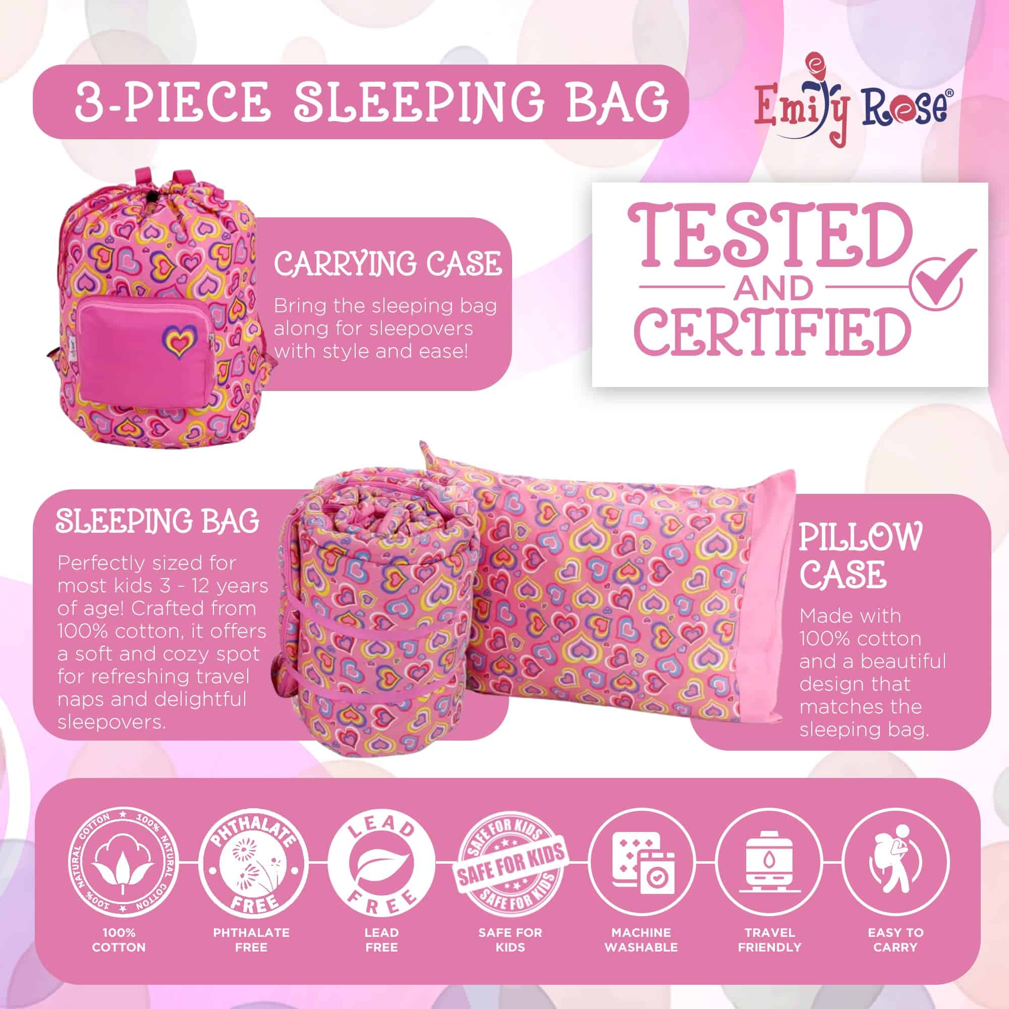 Conjunto de 3 Piezas de Saco de Dormir para Niñas Emily - Imagen 3