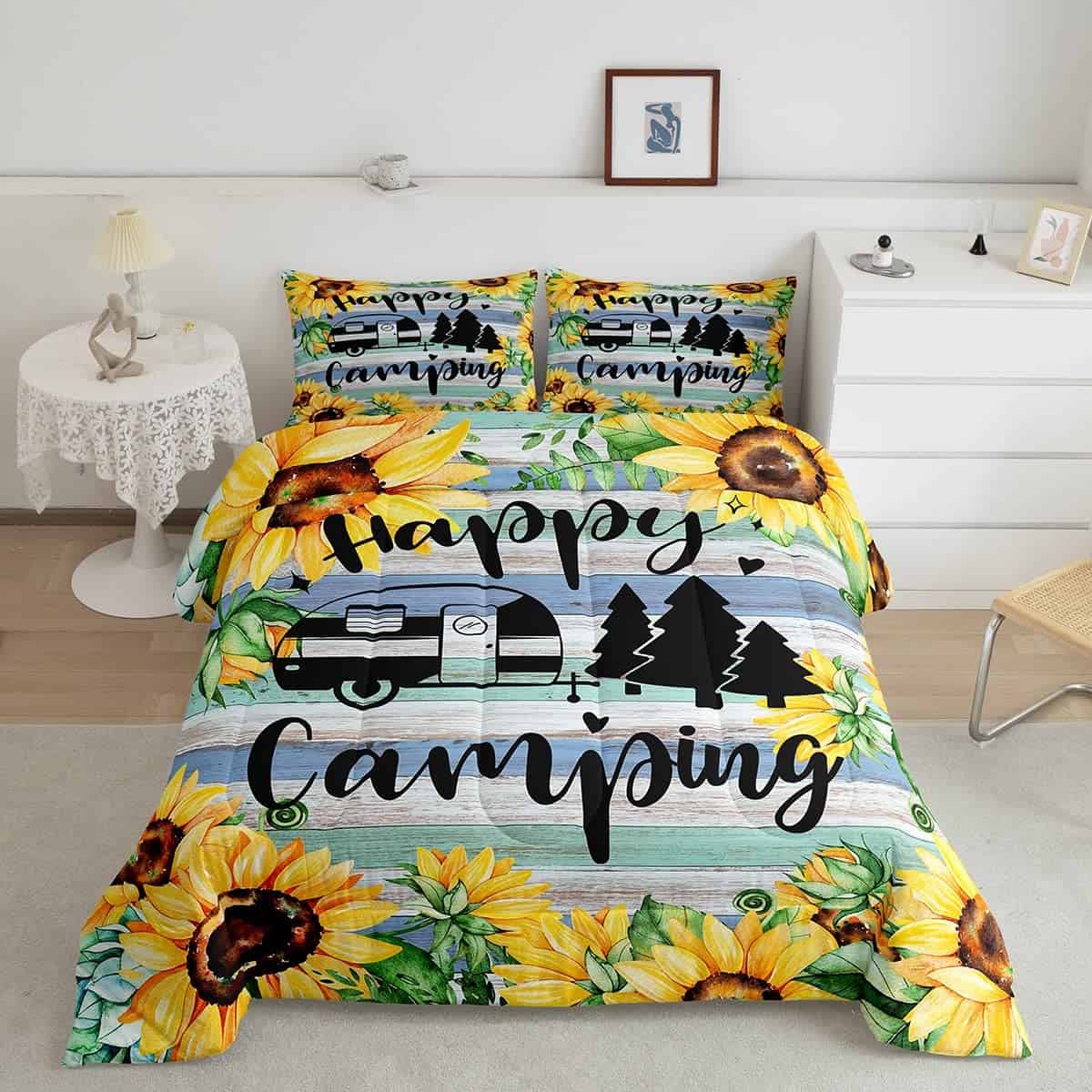 Set de Edredón Camper para Niños y Niñas Tamaño Completo,