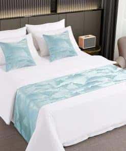 AMBERIS Caminos de Cama y Bufandas, Estilo -Azul