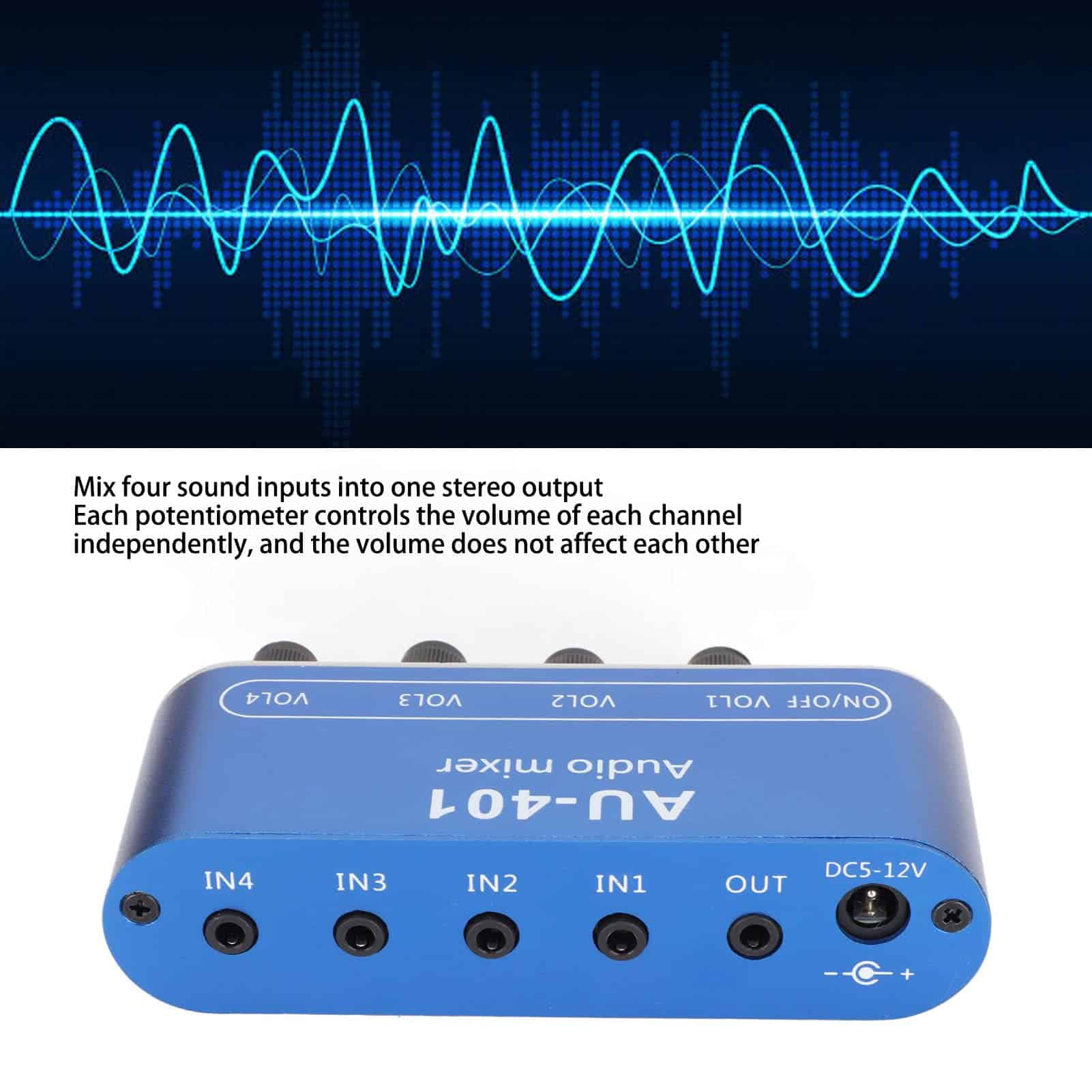 Mezclador de Audio Mini, Mezclador de Línea de 4 Canales - Imagen 4