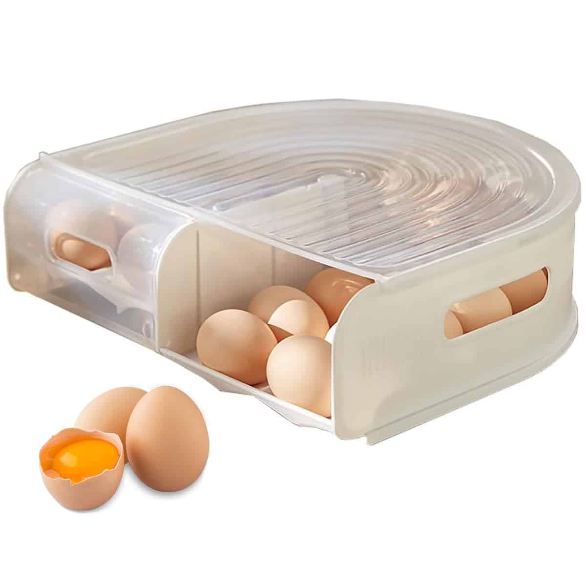 Contenedor apilable de plástico transparente para huevos