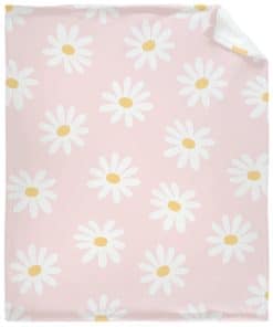 Manta de Lana Bargley Daisy Flowers con Fleece Rosa Suave