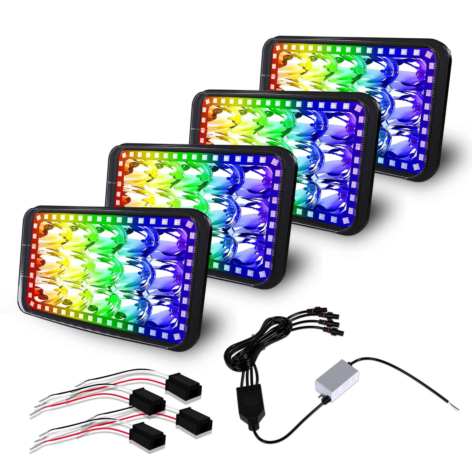 Conjunto de 4 Faros LED 4x6 con Función de Halo RGB Hi/Lo