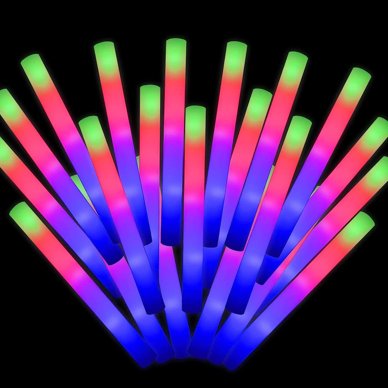 Blu7ive 42PCS Glow Sticks Bulk, Palos de Espuma LED 3 Modos