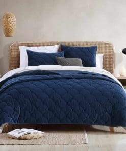 Juego de Colcha de Terciopelo para Cama Queen Size, Azul