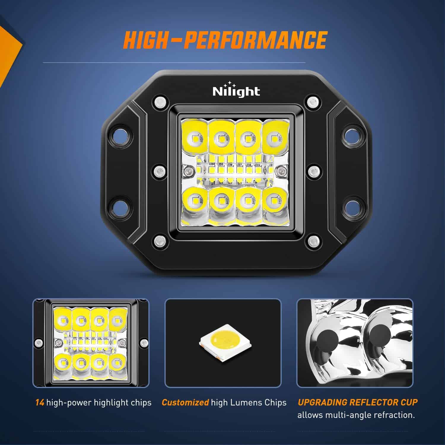 Nilight 4PCS 42W Luces LED Flush Mount Pods Haz Spot Flood - Imagen 5
