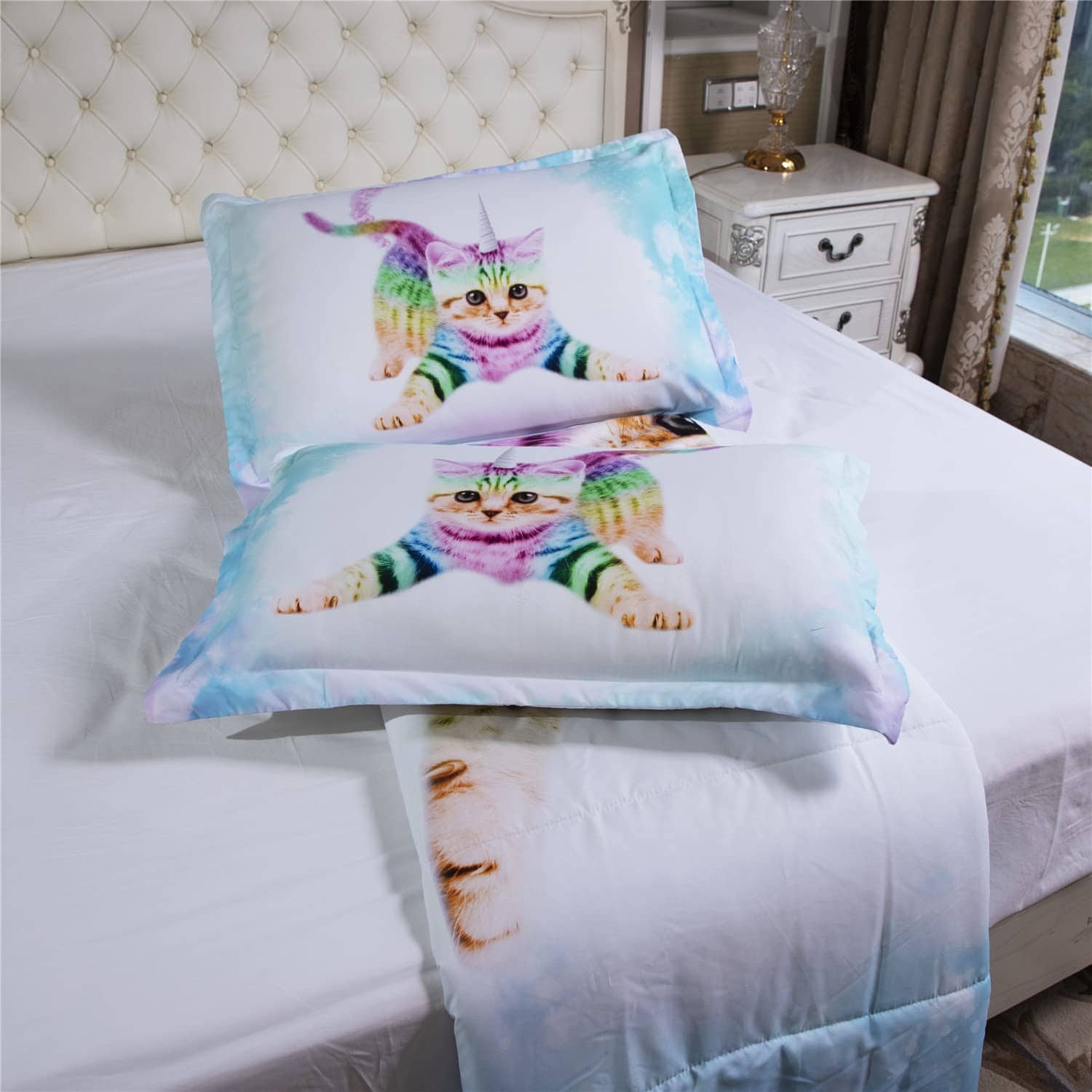 Juego de 3 Piezas de Edredón Unicornio Gatito Arcoiris - Imagen 6