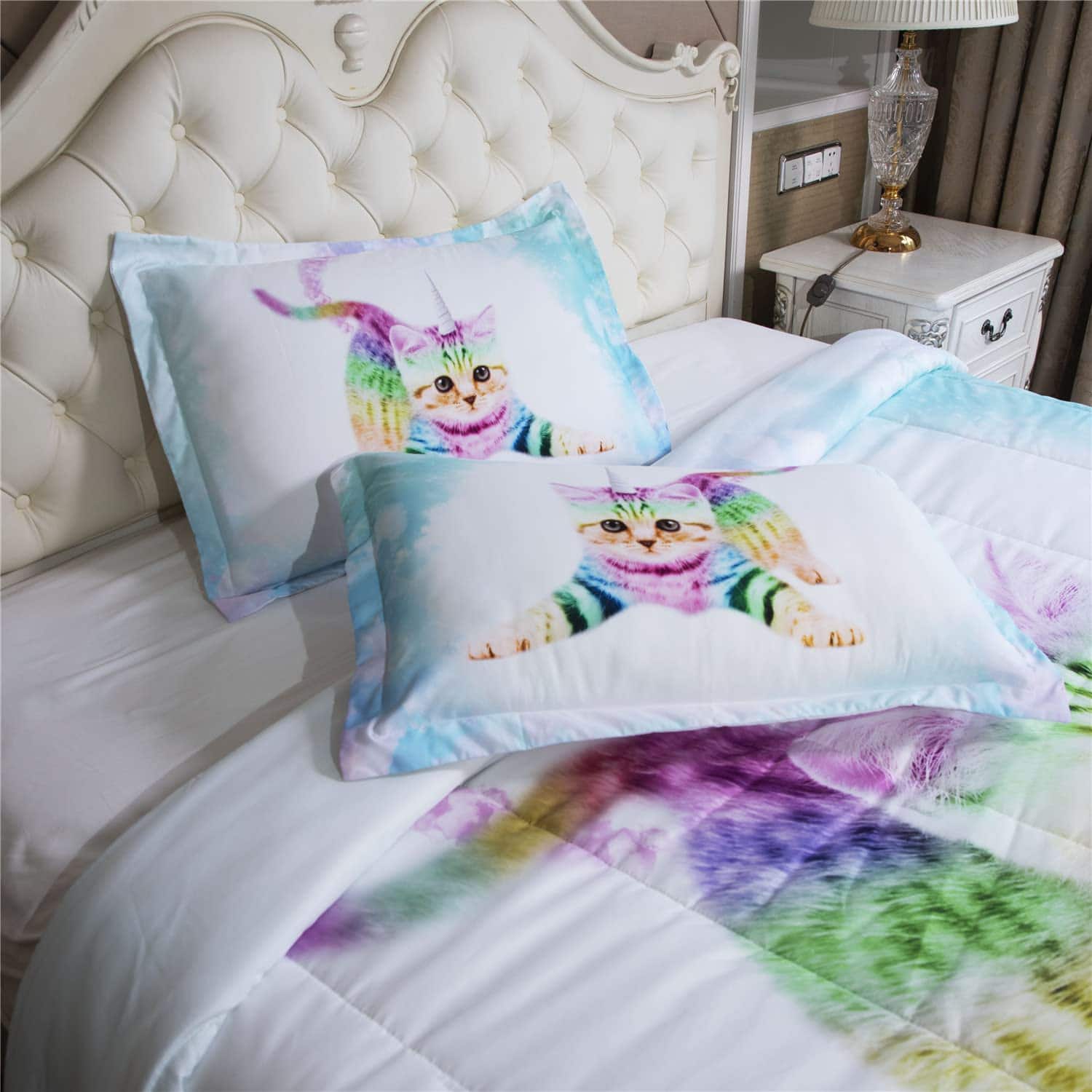 Juego de 3 Piezas de Edredón Unicornio Gatito Arcoiris - Imagen 8