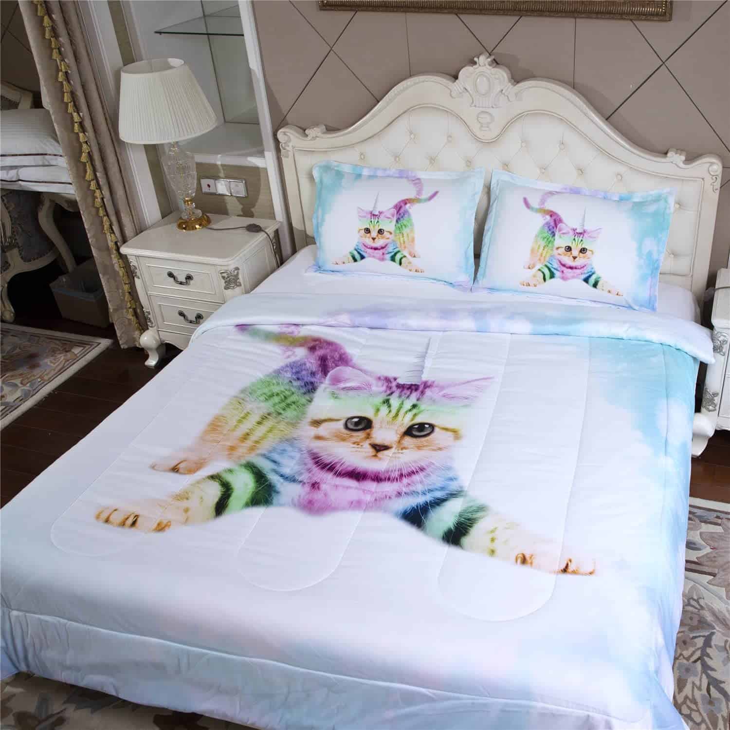 Juego de 3 Piezas de Edredón Unicornio Gatito Arcoiris - Imagen 9