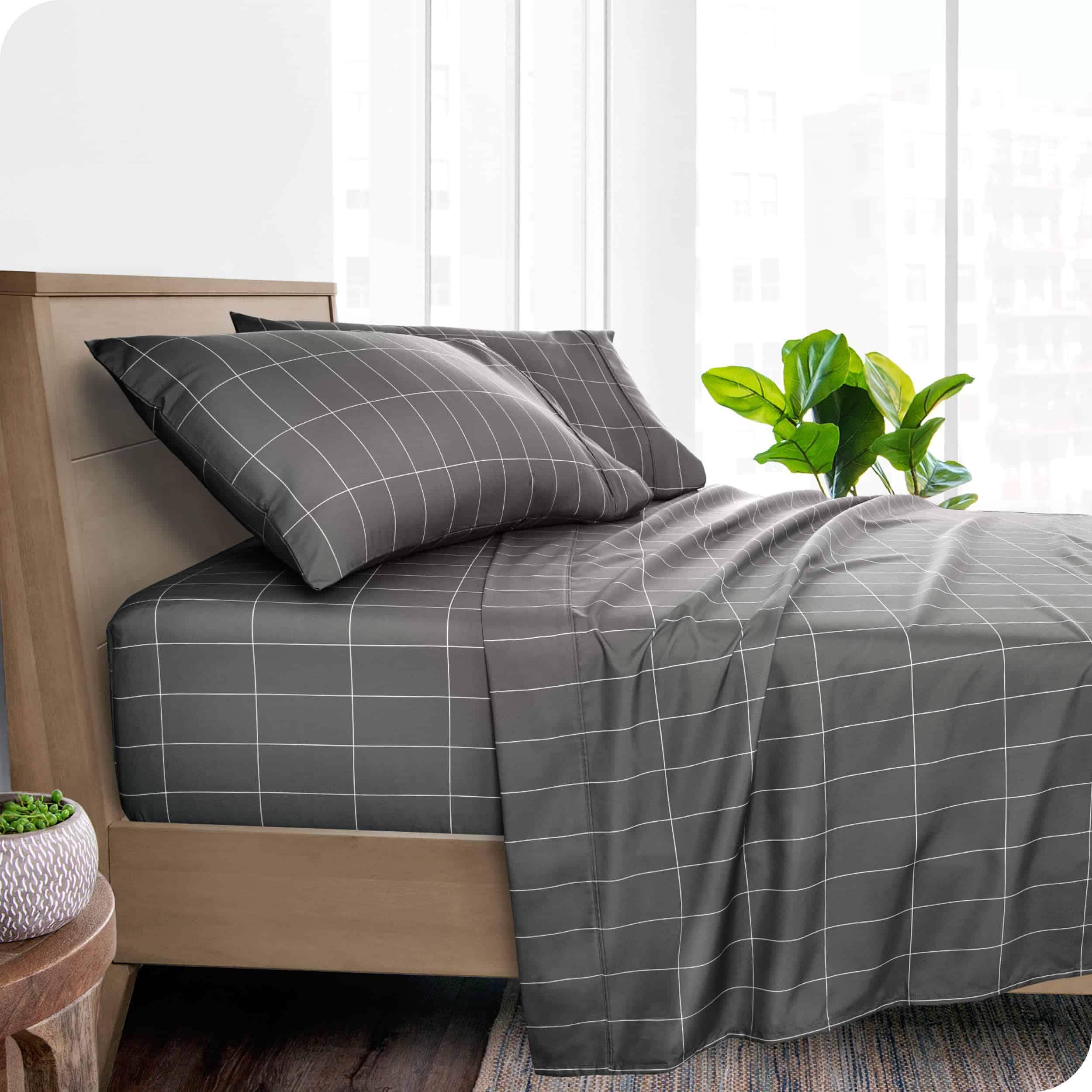 Juego de Sábanas Twin XL Bare Home - Tamaño -Gris/Blanco - Imagen 3