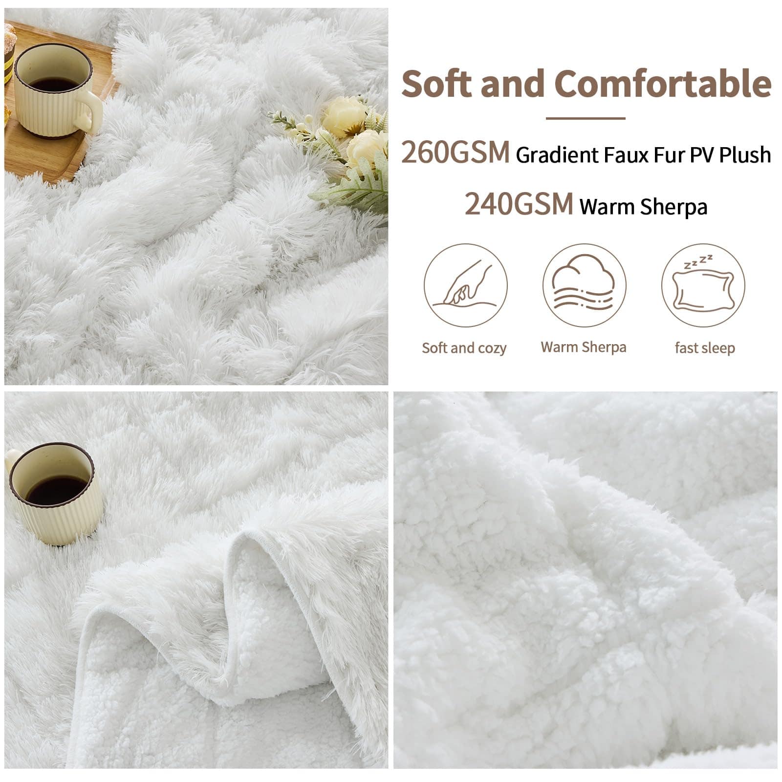 Manta Ponderada de Piel Sintética para Adultos -Blanco - Imagen 6