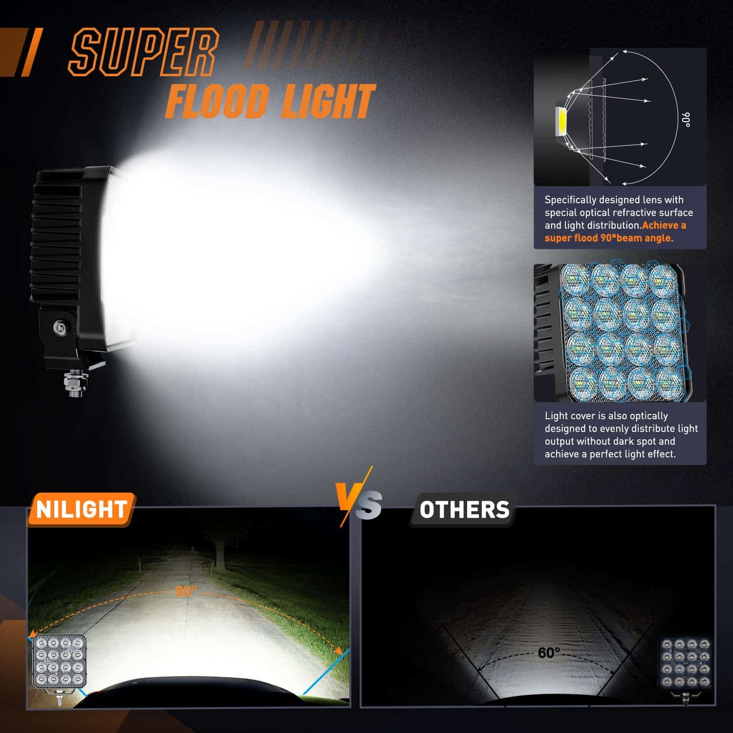 Nilight 4.4 Pulgadas Luces LED 2 Piezas 48W 4780LM Luces de - Imagen 6