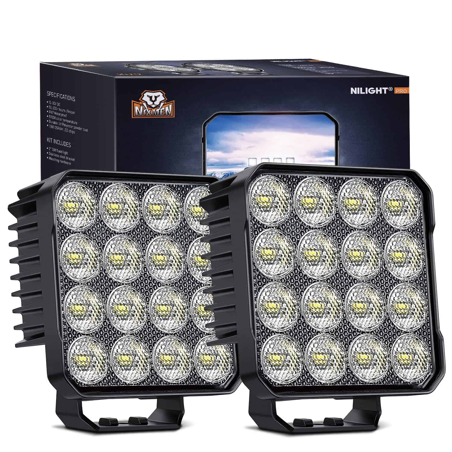 Nilight 4.4 Pulgadas Luces LED 2 Piezas 48W 4780LM Luces de