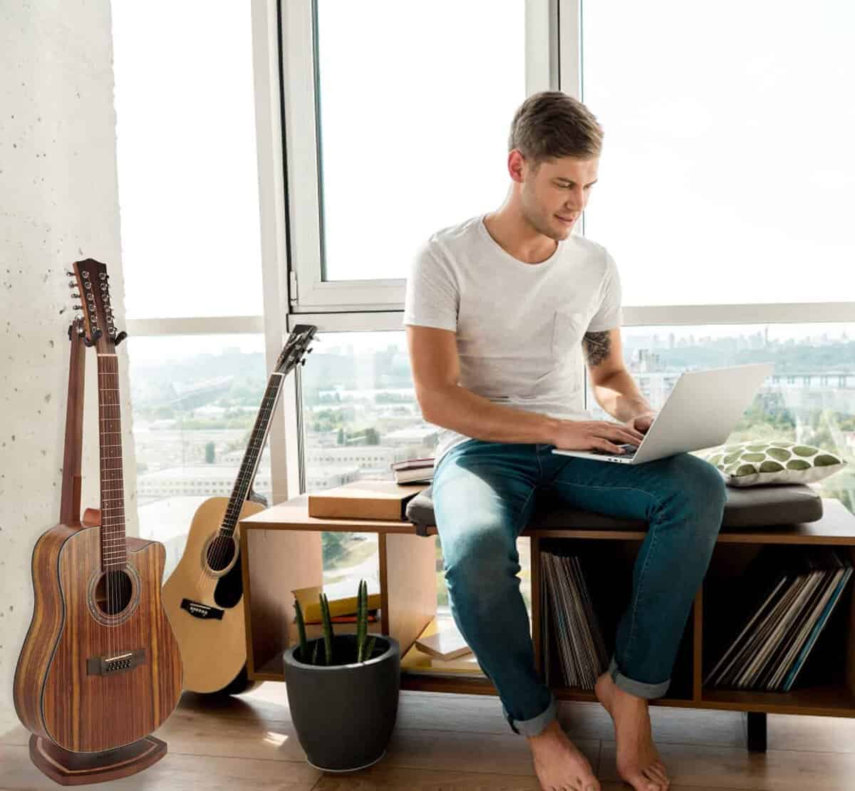 Soporte de guitarra acústica Musbeat, soporte de madera - Imagen 7