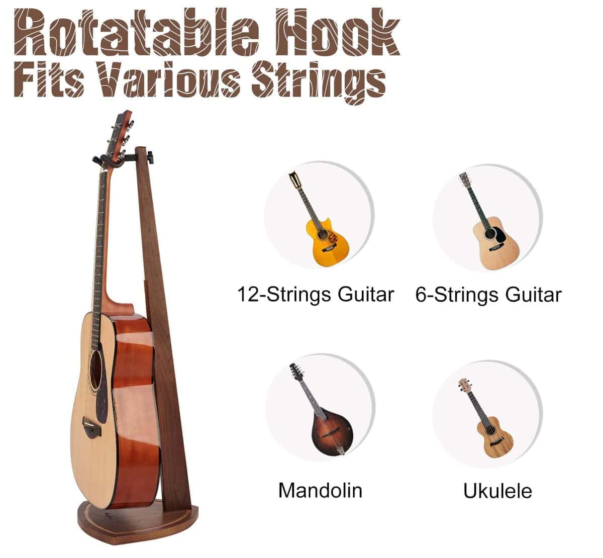 Soporte de guitarra acústica Musbeat, soporte de madera - Imagen 5