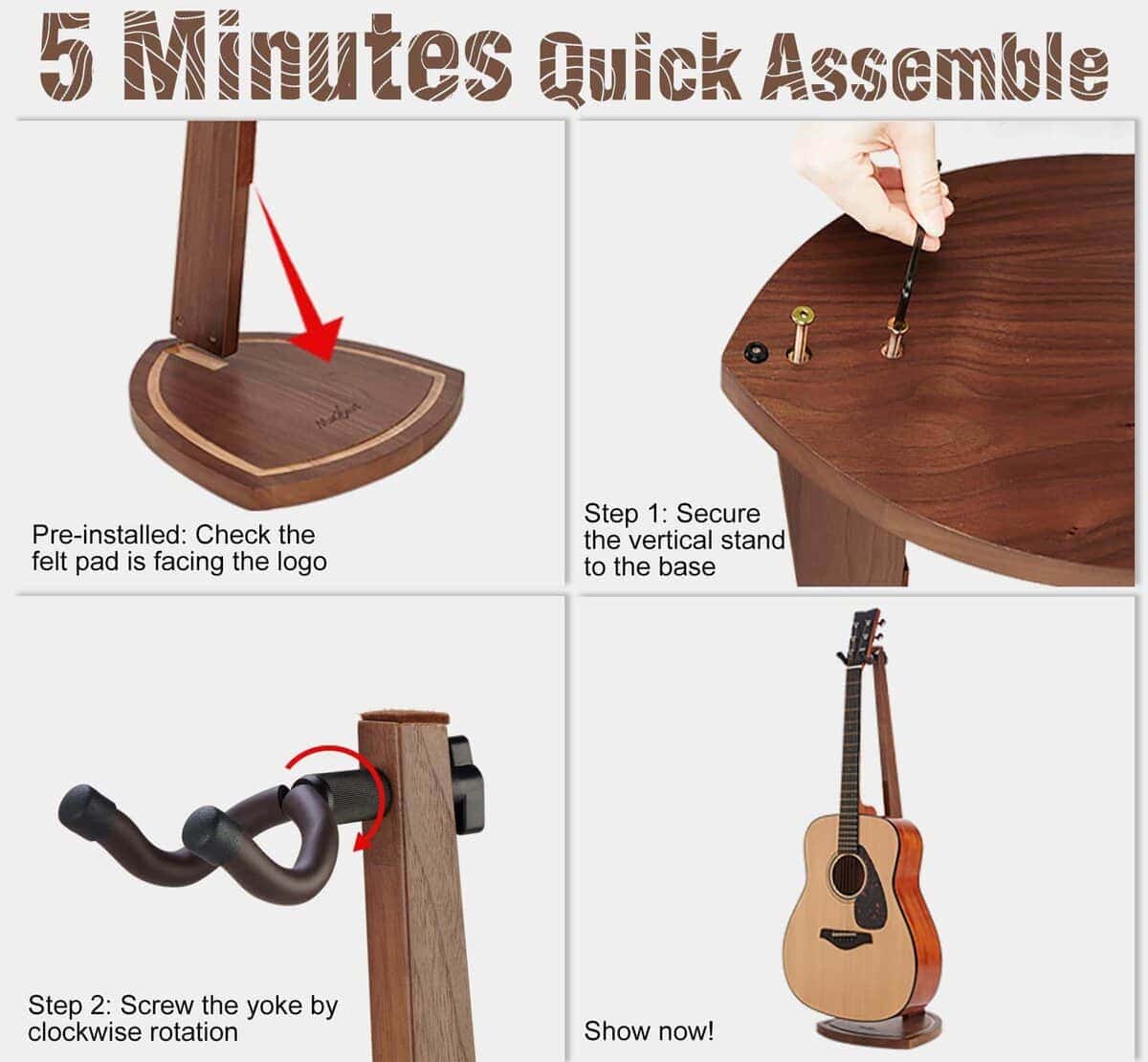 Soporte de guitarra acústica Musbeat, soporte de madera - Imagen 8