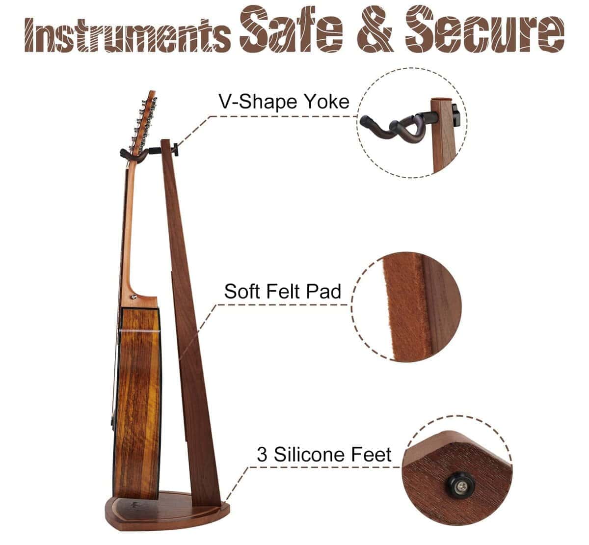 Soporte de guitarra acústica Musbeat, soporte de madera - Imagen 6