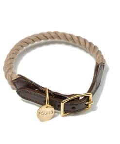 Collar de Cuero para Perro y Gato en Cuerda de Algodón