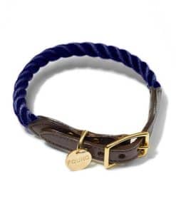 Collar de cuerda de nailon azul marino para perros y gatos