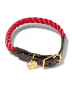 Collar de cuerda de nailon rojo para perros y gatos de
