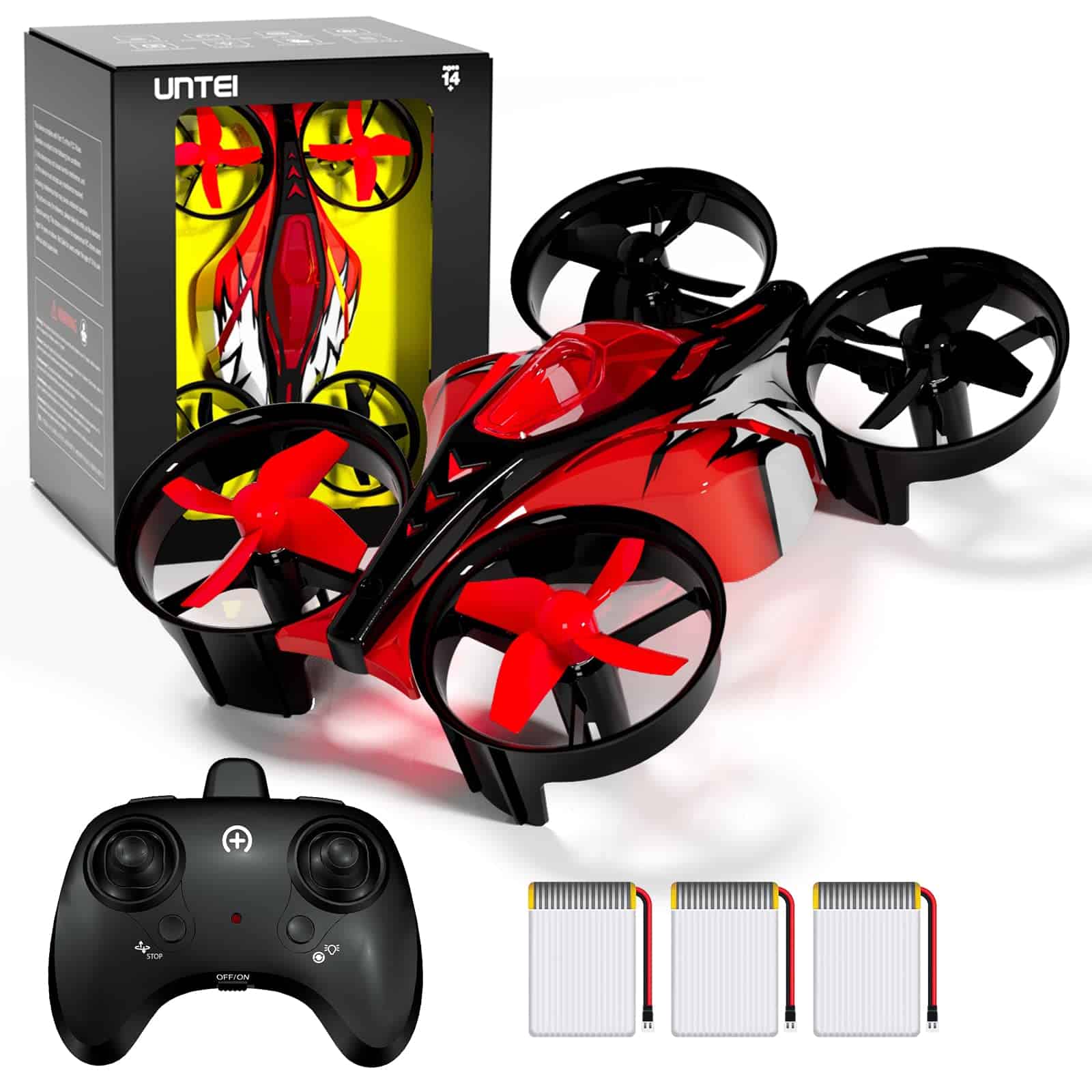 UNTEI 2 En 1 Mini Drones para Niños Control -Rojo