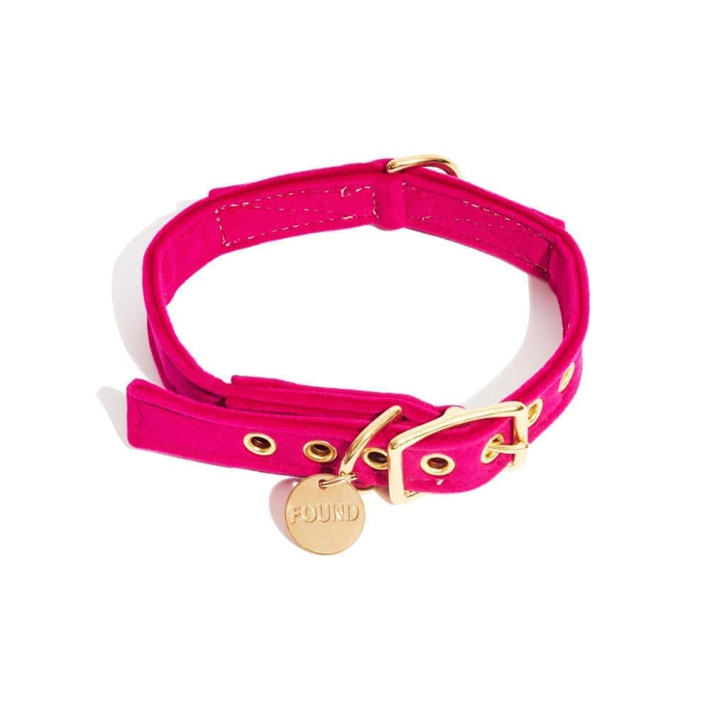 Collar de Gato y Perro de Terciopelo Lavable en Rosa (Extra