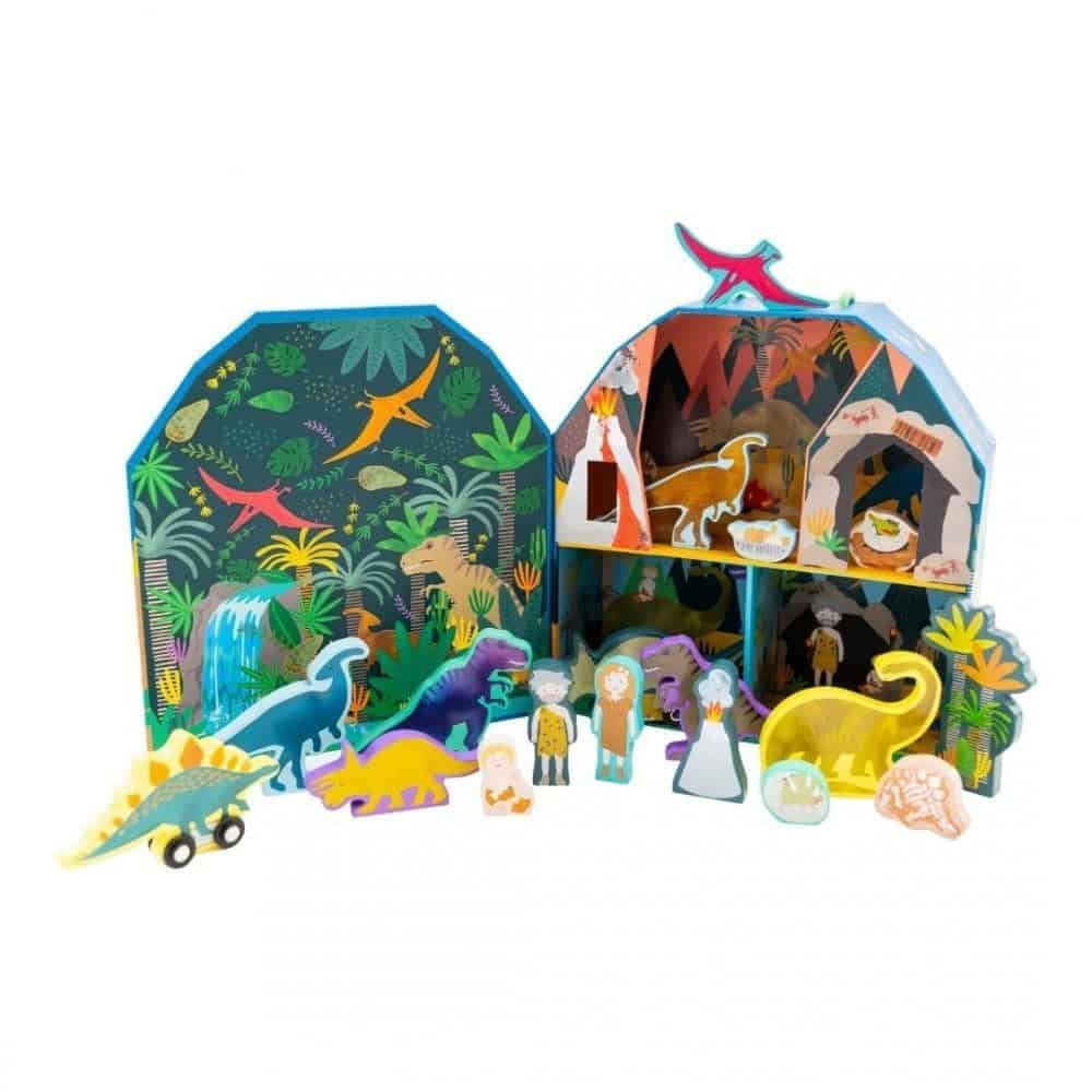 Floss & Rock Dino Kids Playbox, 18 Piezas de Madera, 11.2