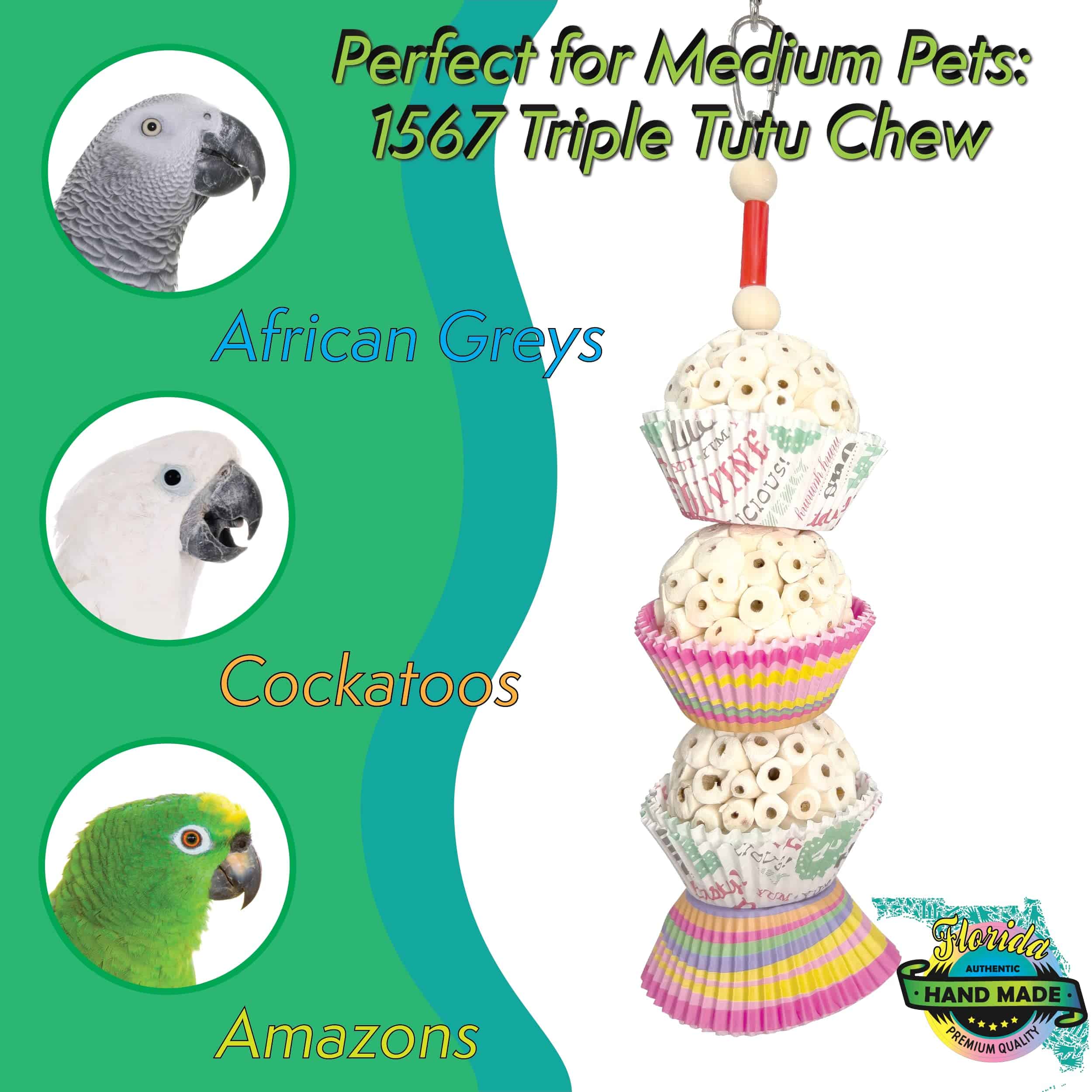 Juguetes para Pájaros Mandarín de M&M 1567 Triple Tutu Chew - Imagen 3