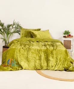DecorAvenue Ultra-Luxe Crushed Velvet Duvet -Green