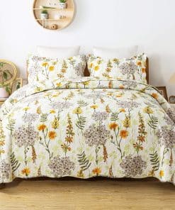 Juego de Edredón Queen HoneiLife - 3 -Verde y Amarillo